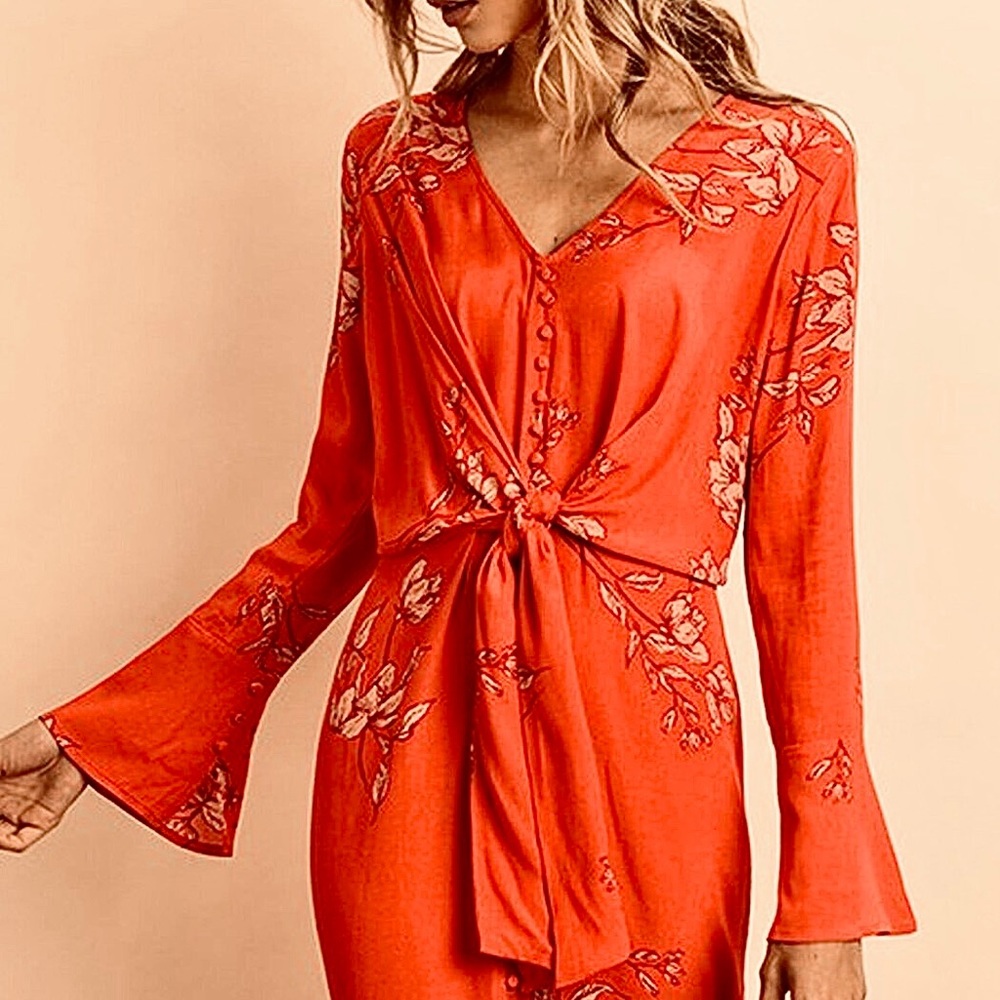 Floral Tie Waist Dress